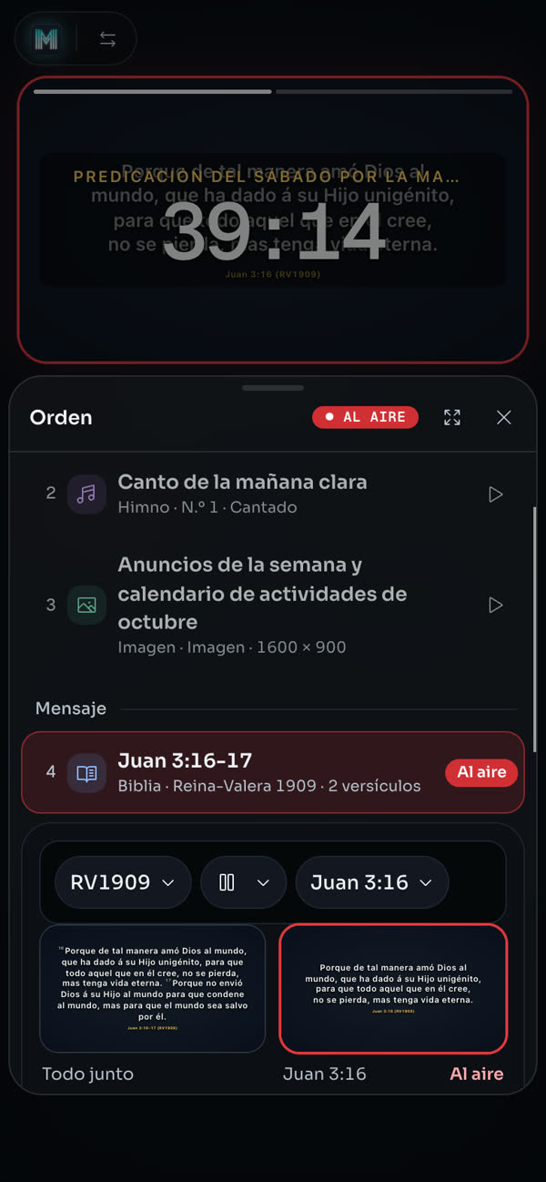 La función Control del orden en el celular