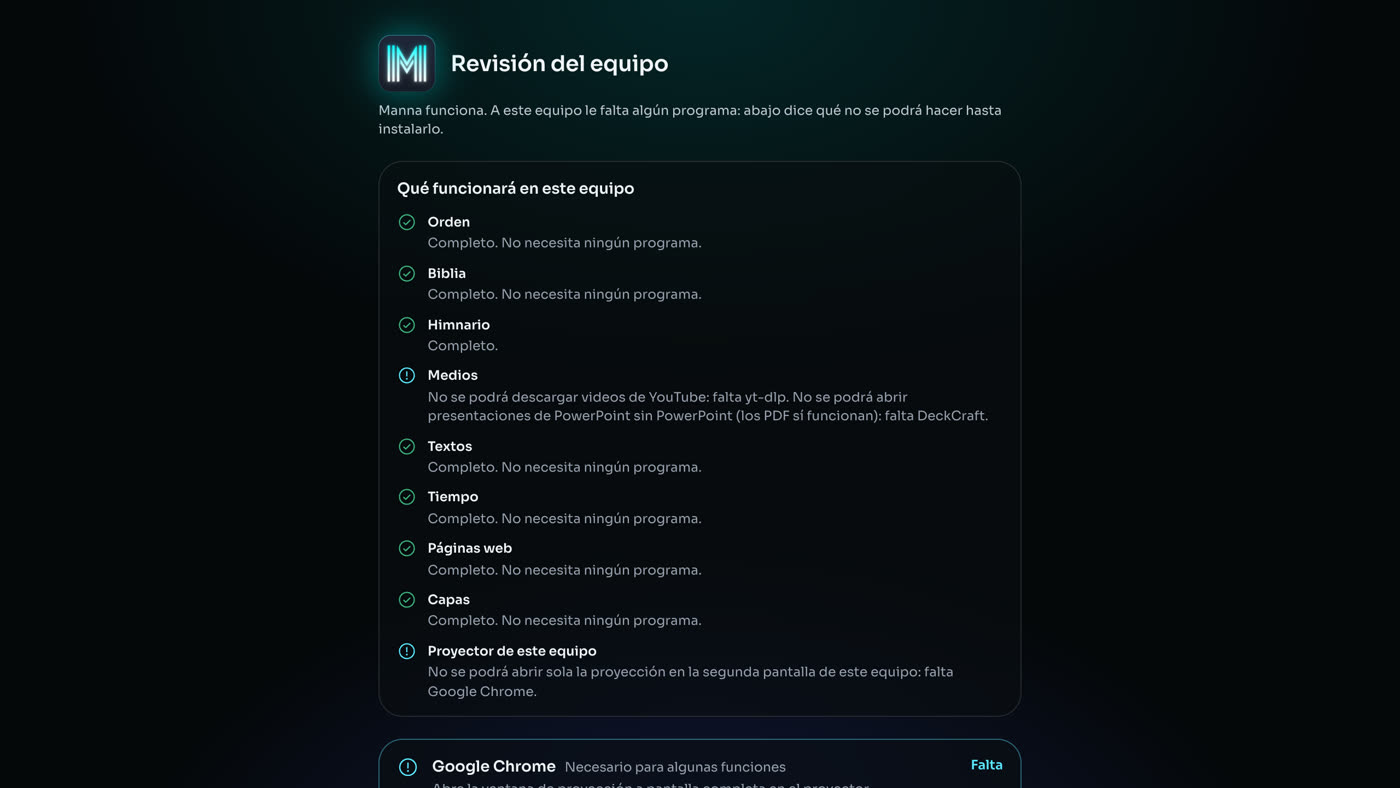 La revisión del equipo, con los programas y el botón Instalar por mí